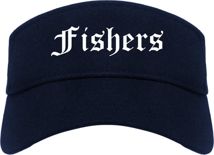 Fishers Indiana IN Old English Mens Visor Cap Hat Navy Blue