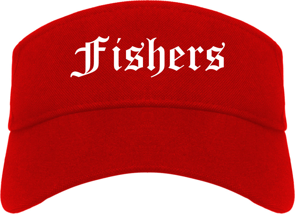 Fishers Indiana IN Old English Mens Visor Cap Hat Red