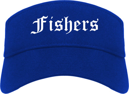 Fishers Indiana IN Old English Mens Visor Cap Hat Royal Blue