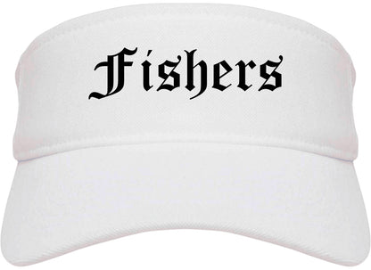 Fishers Indiana IN Old English Mens Visor Cap Hat White