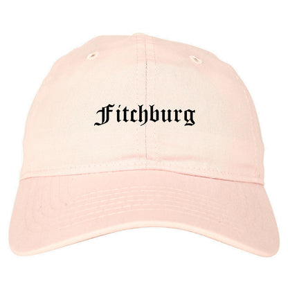 Fitchburg Massachusetts MA Old English Mens Dad Hat Baseball Cap Pink