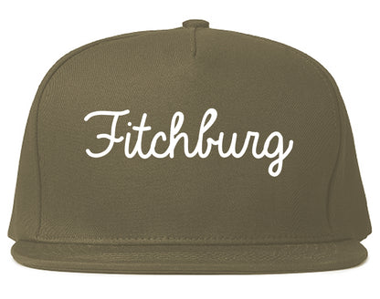 Fitchburg Massachusetts MA Script Mens Snapback Hat Grey
