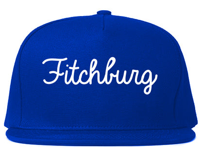 Fitchburg Massachusetts MA Script Mens Snapback Hat Royal Blue