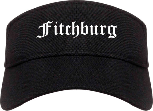 Fitchburg Massachusetts MA Old English Mens Visor Cap Hat Black
