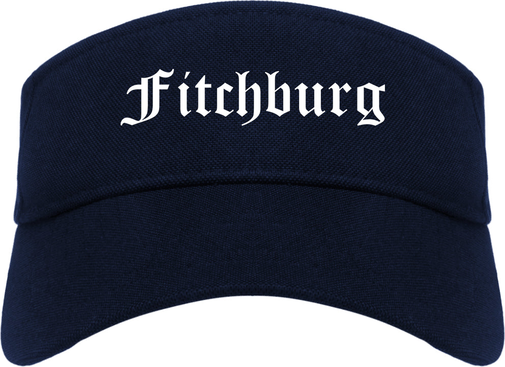 Fitchburg Massachusetts MA Old English Mens Visor Cap Hat Navy Blue