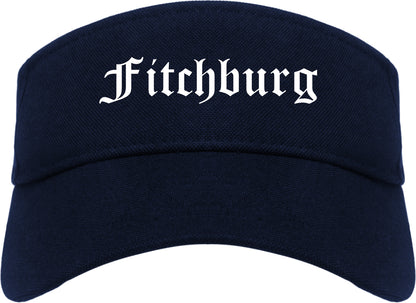 Fitchburg Massachusetts MA Old English Mens Visor Cap Hat Navy Blue