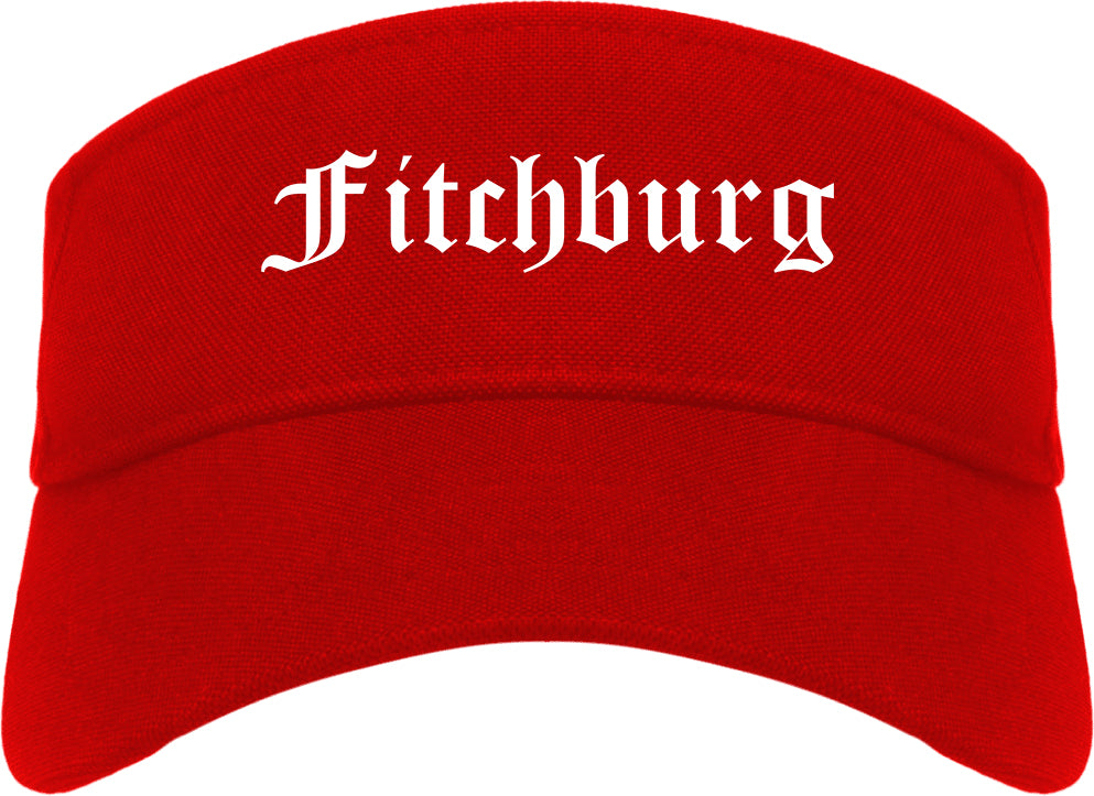 Fitchburg Massachusetts MA Old English Mens Visor Cap Hat Red