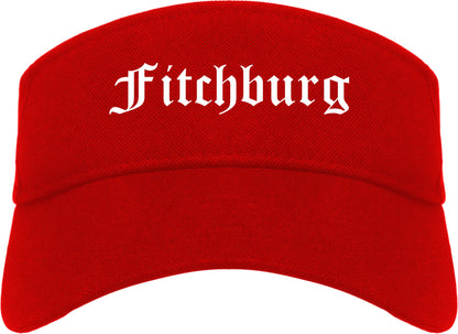 Fitchburg Massachusetts MA Old English Mens Visor Cap Hat Red