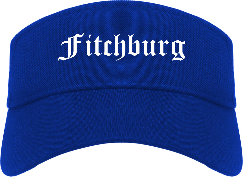 Fitchburg Massachusetts MA Old English Mens Visor Cap Hat Royal Blue