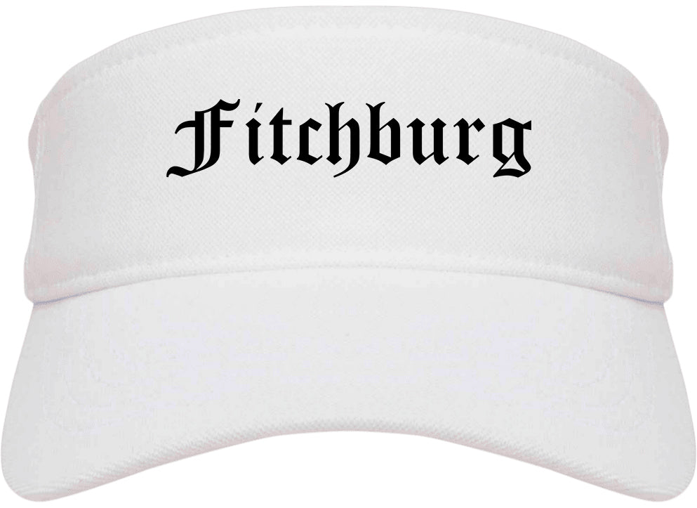 Fitchburg Massachusetts MA Old English Mens Visor Cap Hat White