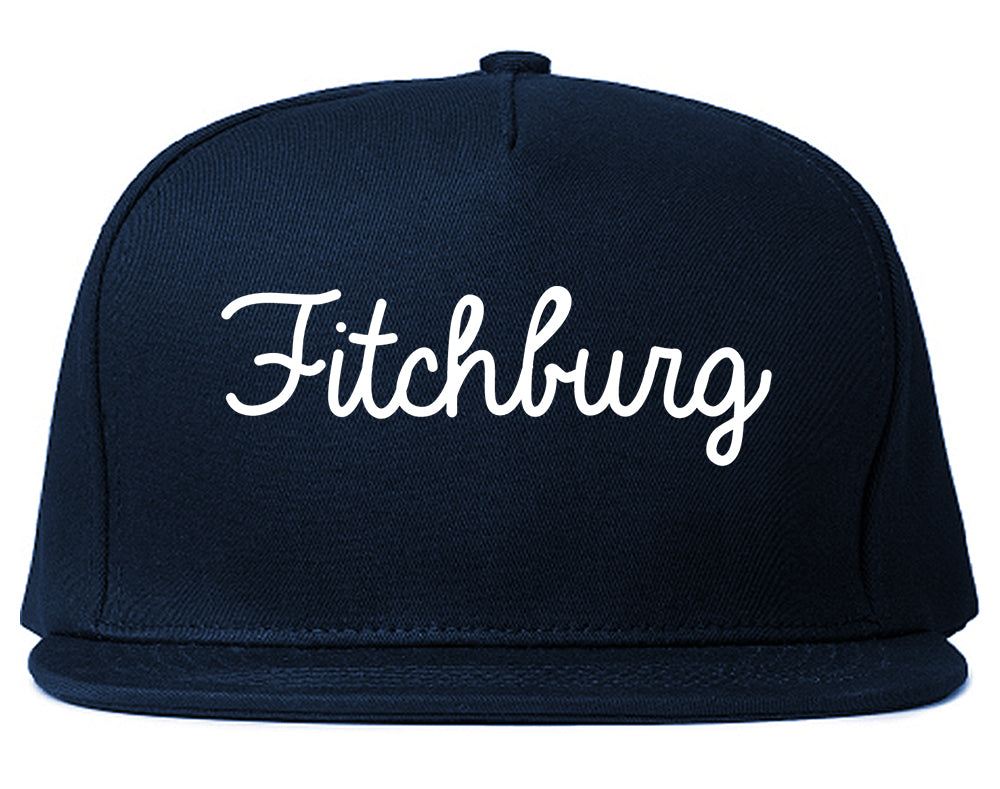 Fitchburg Wisconsin WI Script Mens Snapback Hat Navy Blue