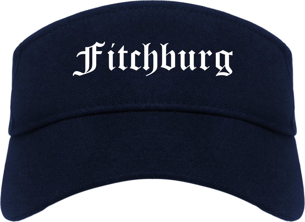 Fitchburg Wisconsin WI Old English Mens Visor Cap Hat Navy Blue