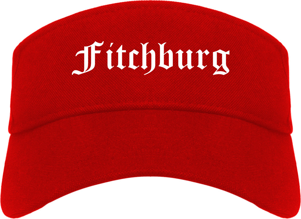 Fitchburg Wisconsin WI Old English Mens Visor Cap Hat Red