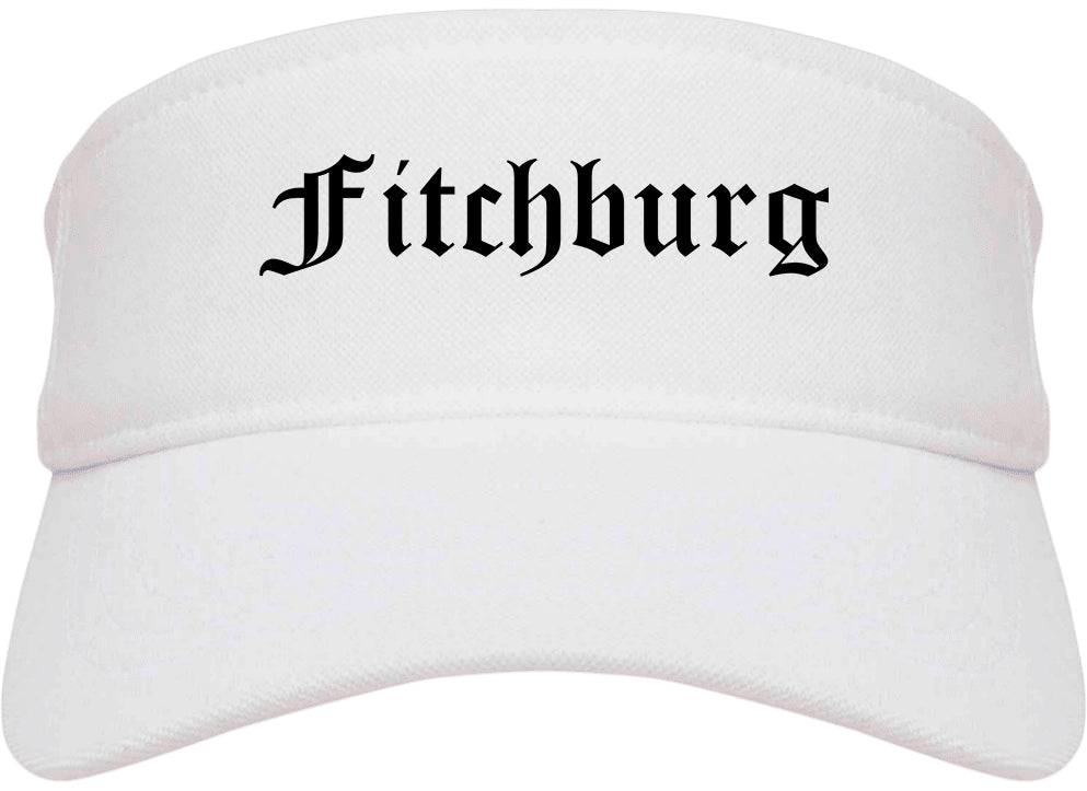 Fitchburg Wisconsin WI Old English Mens Visor Cap Hat White
