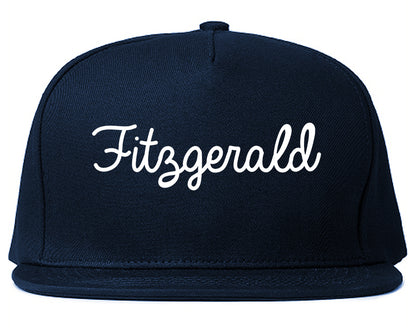 Fitzgerald Georgia GA Script Mens Snapback Hat Navy Blue