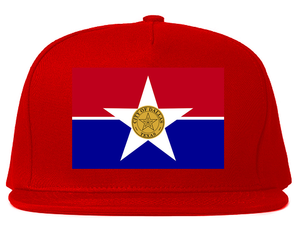 Flag Of Dallas Texas Mens Snapback Hat Red