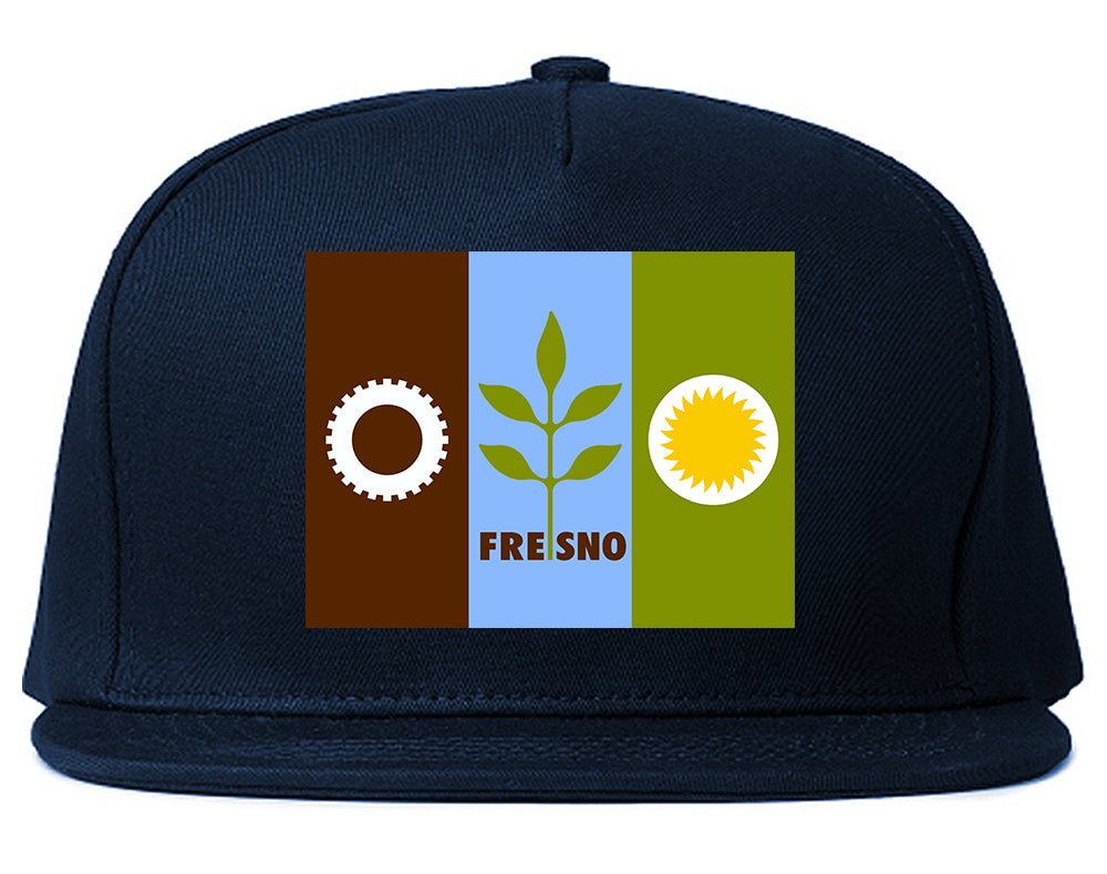 Flag Of Fresno California Mens Snapback Hat Navy Blue