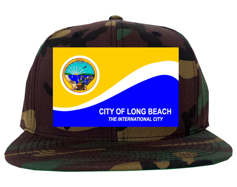 Flag Of Long Beach California Mens Snapback Hat Camo