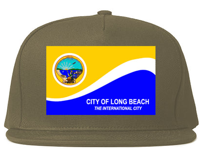 Flag Of Long Beach California Mens Snapback Hat Grey