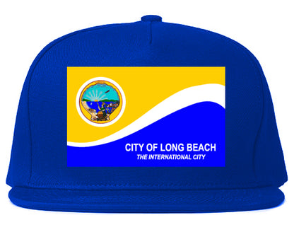 Flag Of Long Beach California Mens Snapback Hat Royal Blue