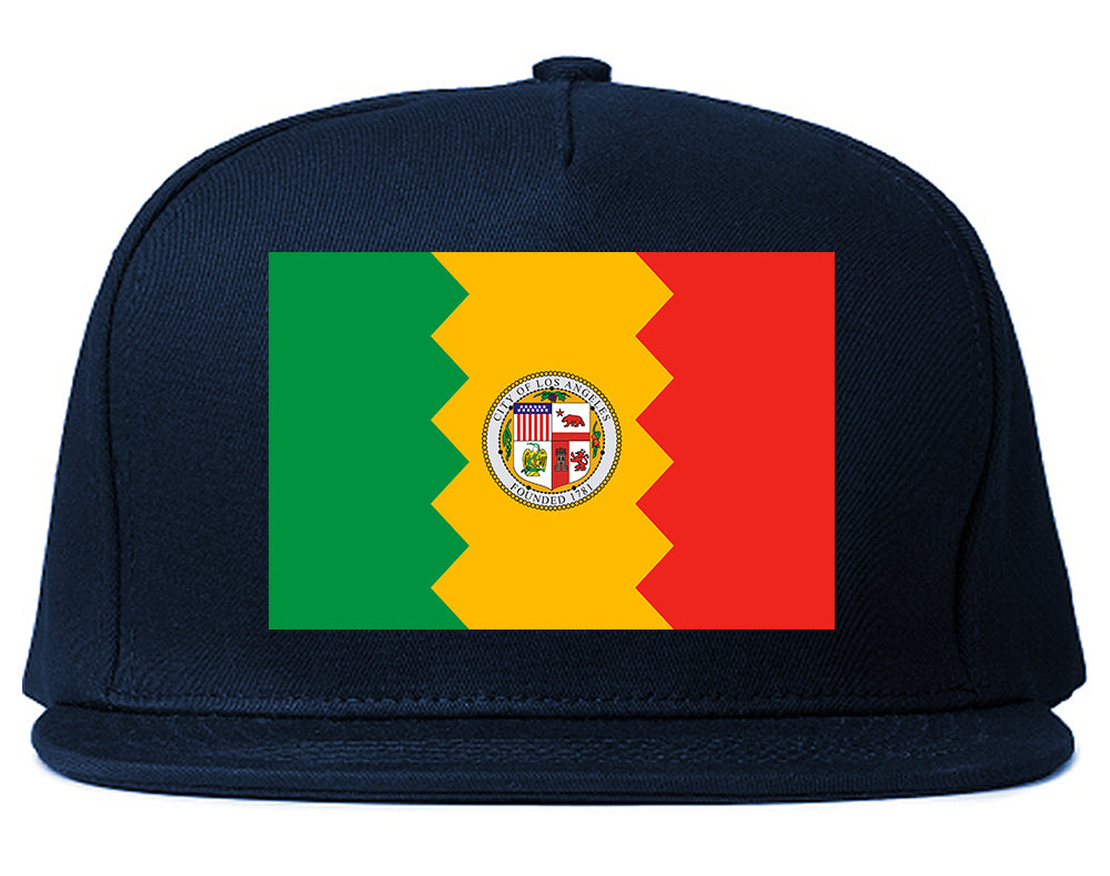 Flag Of Los Angeles California Mens Snapback Hat Navy Blue