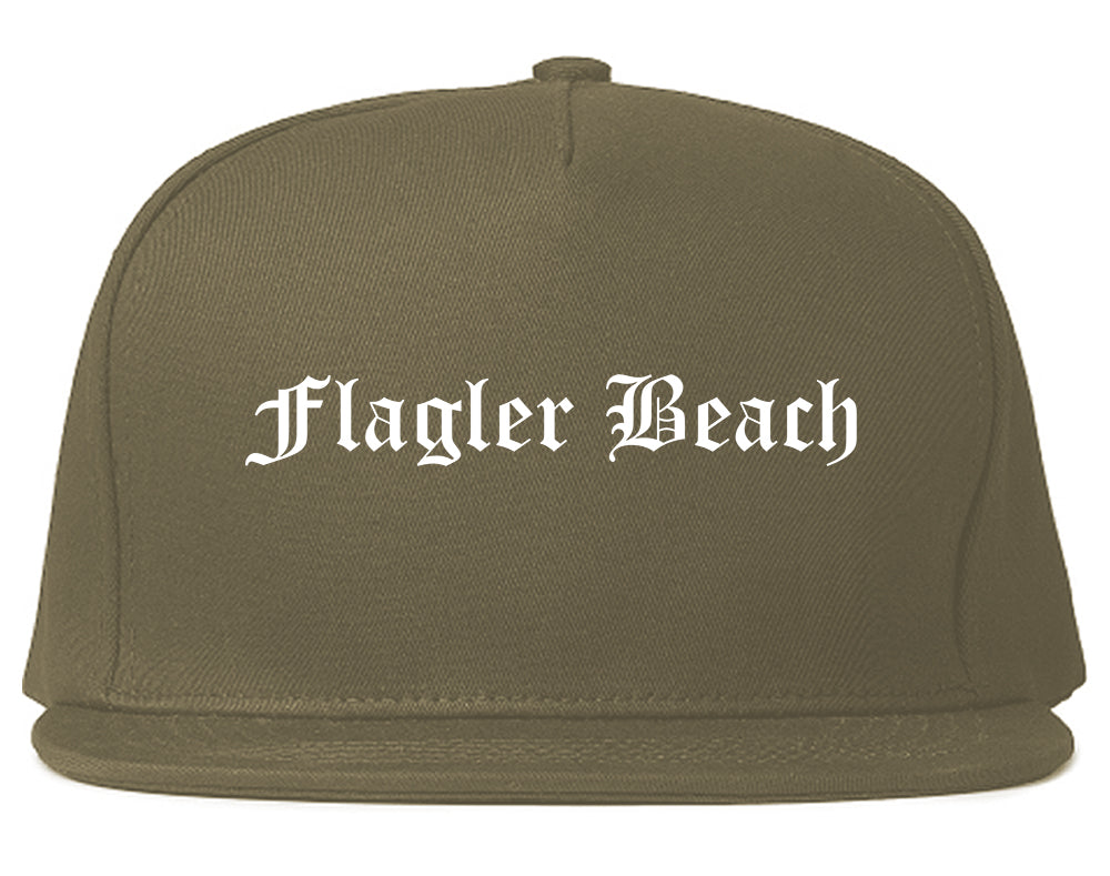 Flagler Beach Florida FL Old English Mens Snapback Hat Grey