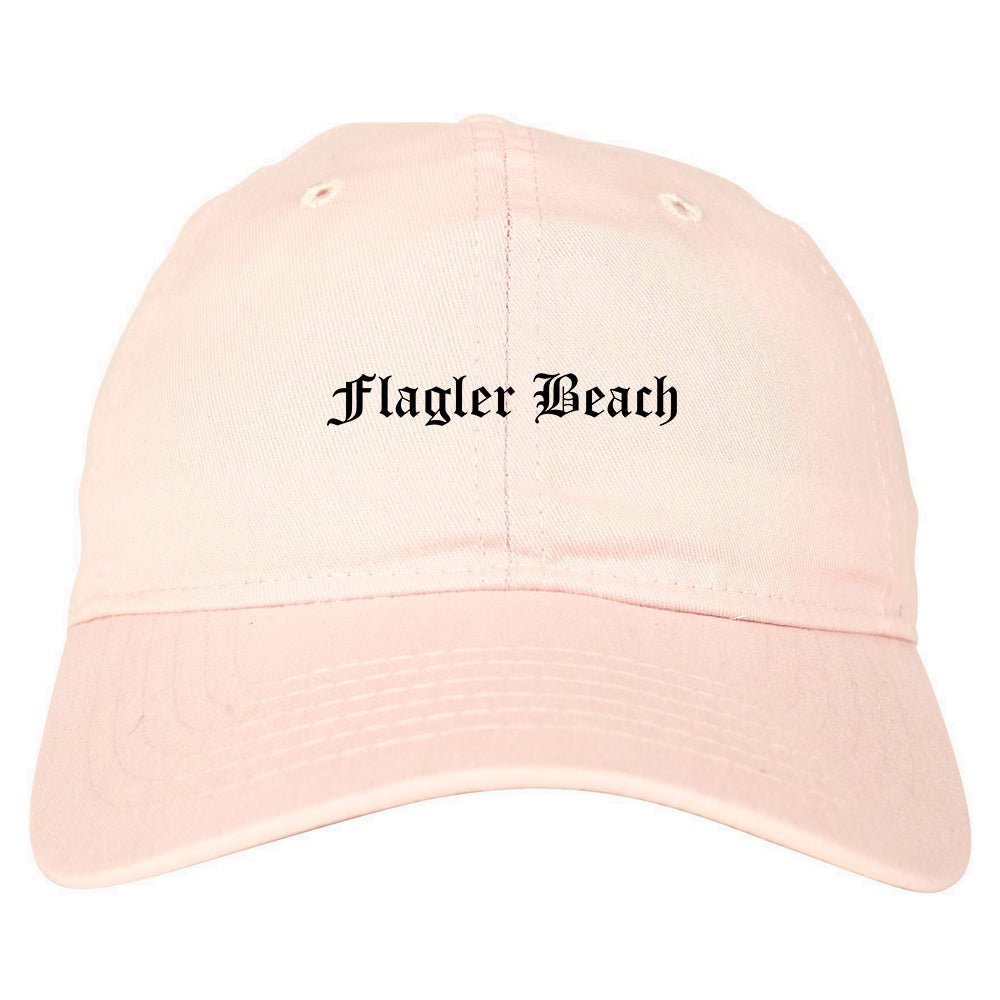 Flagler Beach Florida FL Old English Mens Dad Hat Baseball Cap Pink