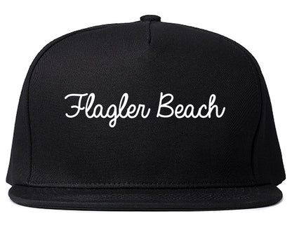 Flagler Beach Florida FL Script Mens Snapback Hat Black