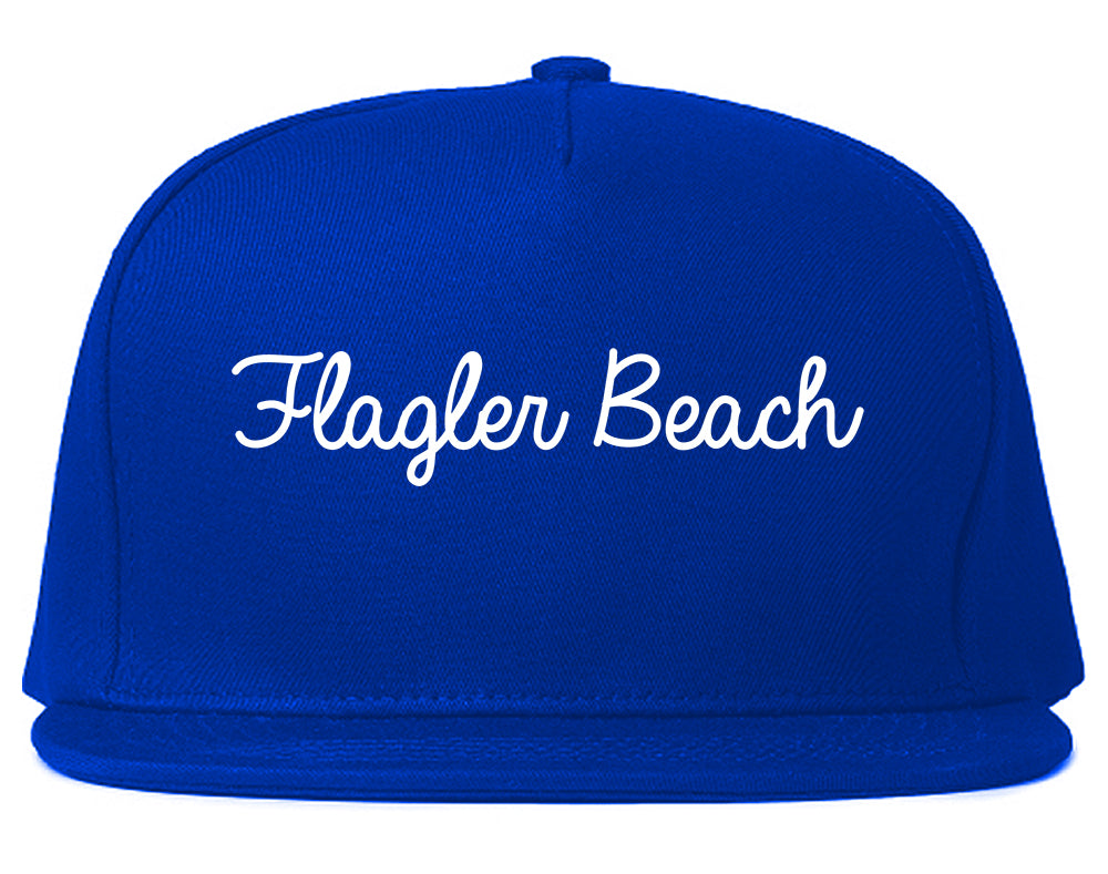 Flagler Beach Florida FL Script Mens Snapback Hat Royal Blue