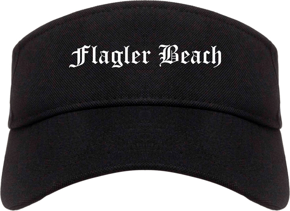 Flagler Beach Florida FL Old English Mens Visor Cap Hat Black