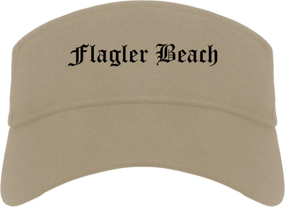 Flagler Beach Florida FL Old English Mens Visor Cap Hat Khaki