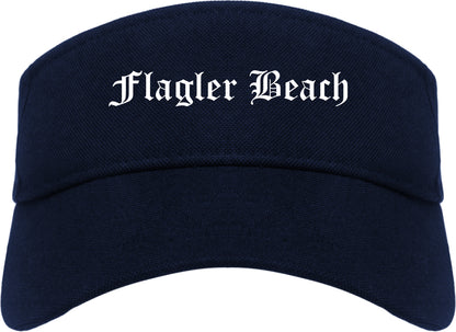 Flagler Beach Florida FL Old English Mens Visor Cap Hat Navy Blue