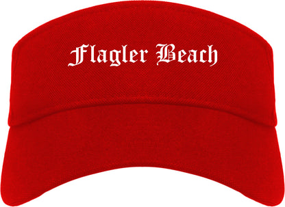 Flagler Beach Florida FL Old English Mens Visor Cap Hat Red
