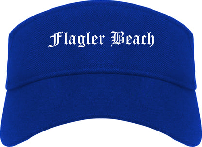 Flagler Beach Florida FL Old English Mens Visor Cap Hat Royal Blue