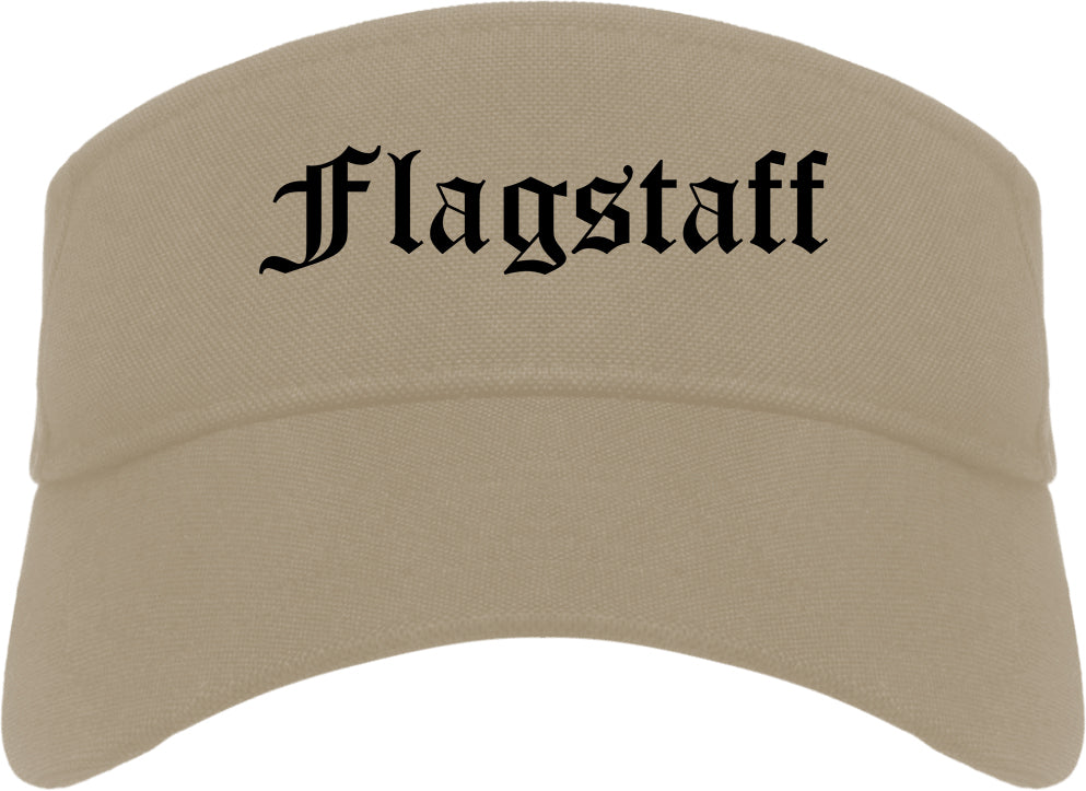 Flagstaff Arizona AZ Old English Mens Visor Cap Hat Khaki