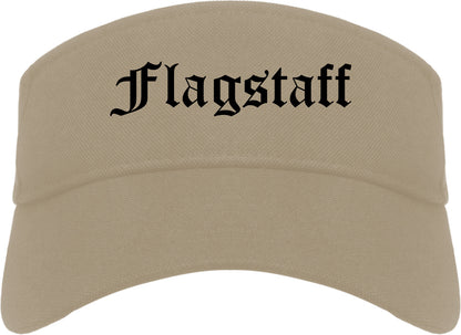 Flagstaff Arizona AZ Old English Mens Visor Cap Hat Khaki