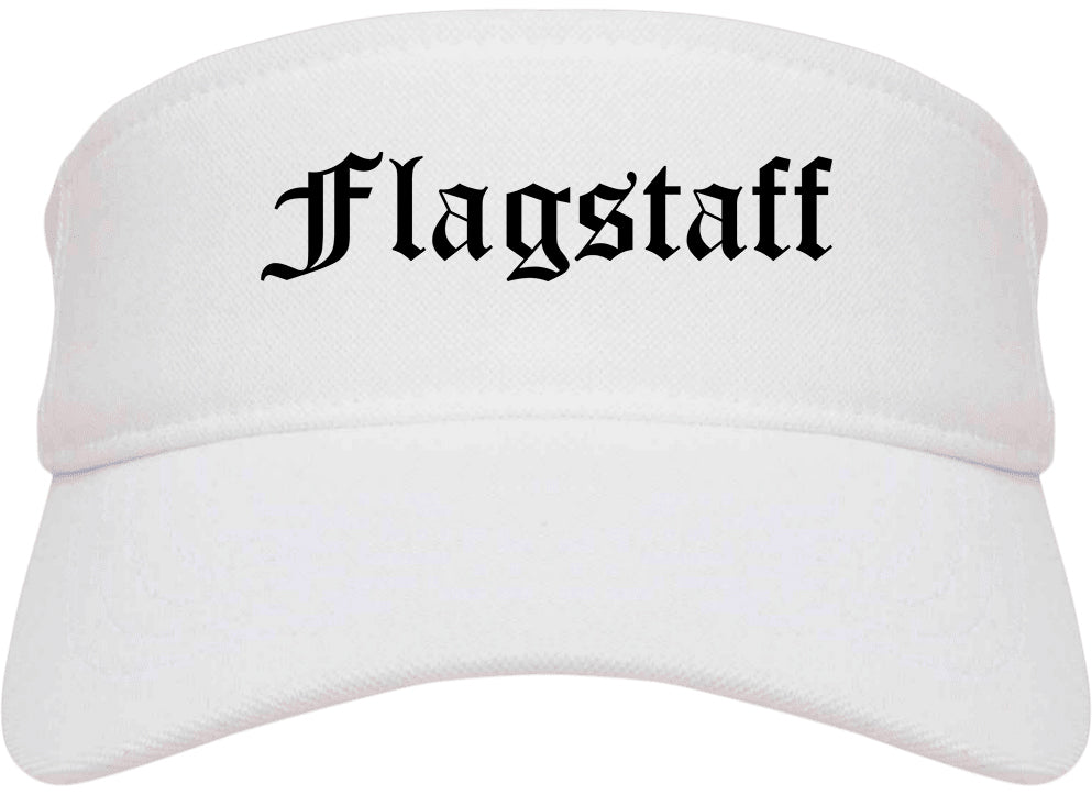 Flagstaff Arizona AZ Old English Mens Visor Cap Hat White