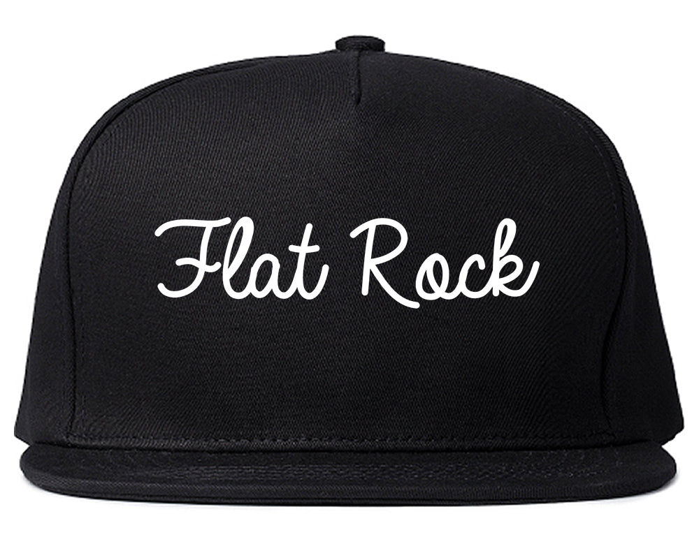 Flat Rock Michigan MI Script Mens Snapback Hat Black