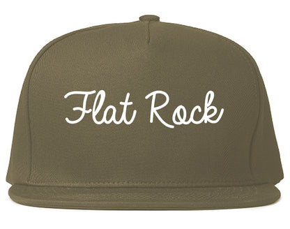 Flat Rock Michigan MI Script Mens Snapback Hat Grey