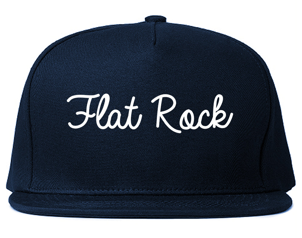 Flat Rock Michigan MI Script Mens Snapback Hat Navy Blue