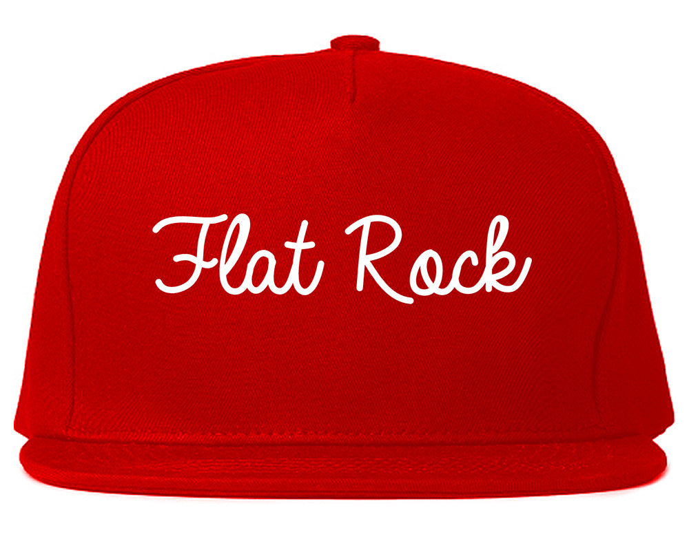 Flat Rock Michigan MI Script Mens Snapback Hat Red