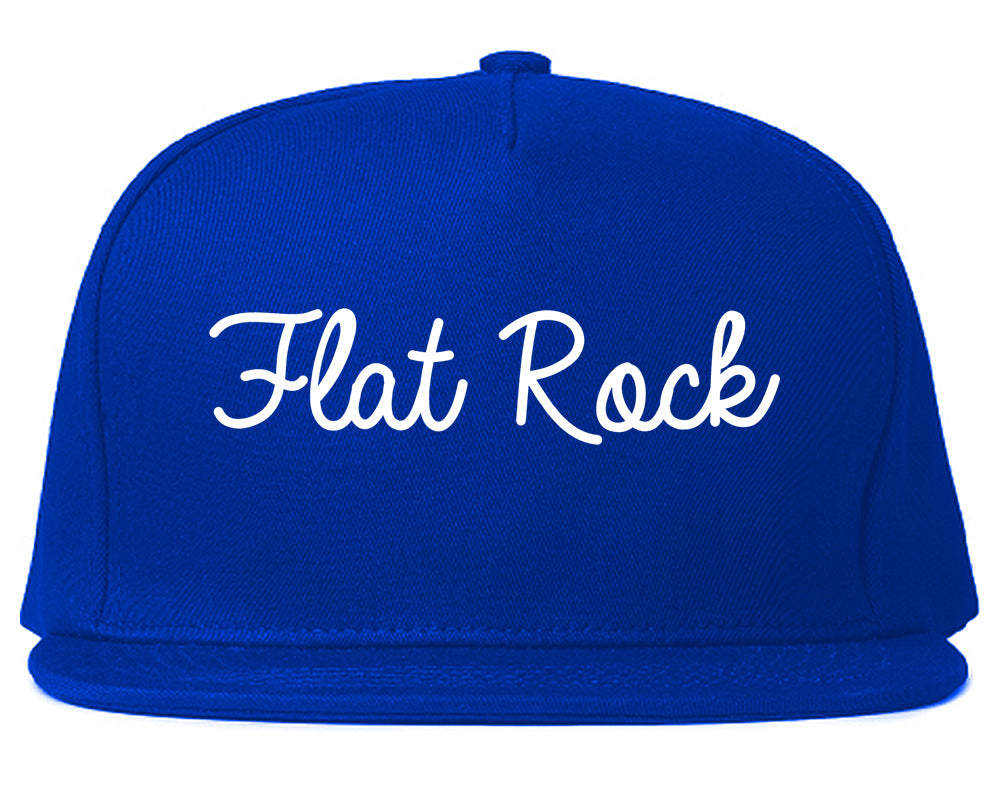 Flat Rock Michigan MI Script Mens Snapback Hat Royal Blue