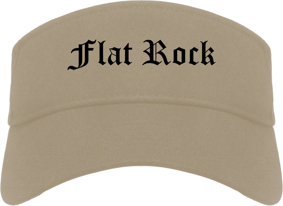 Flat Rock Michigan MI Old English Mens Visor Cap Hat Khaki