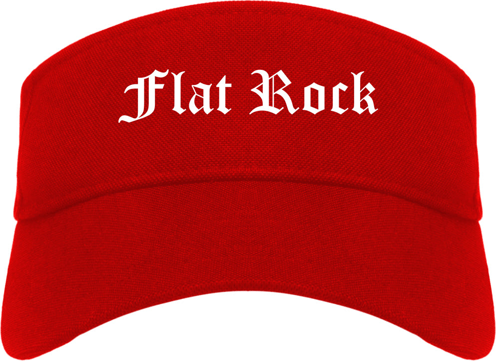 Flat Rock Michigan MI Old English Mens Visor Cap Hat Red