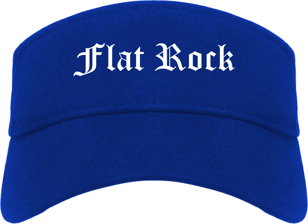 Flat Rock Michigan MI Old English Mens Visor Cap Hat Royal Blue