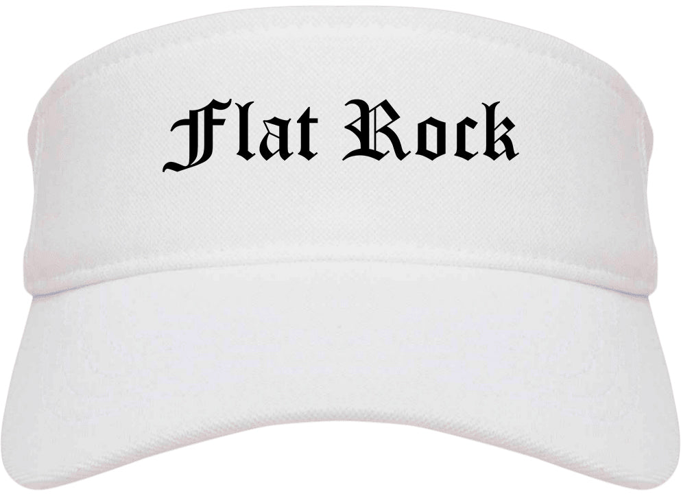 Flat Rock Michigan MI Old English Mens Visor Cap Hat White