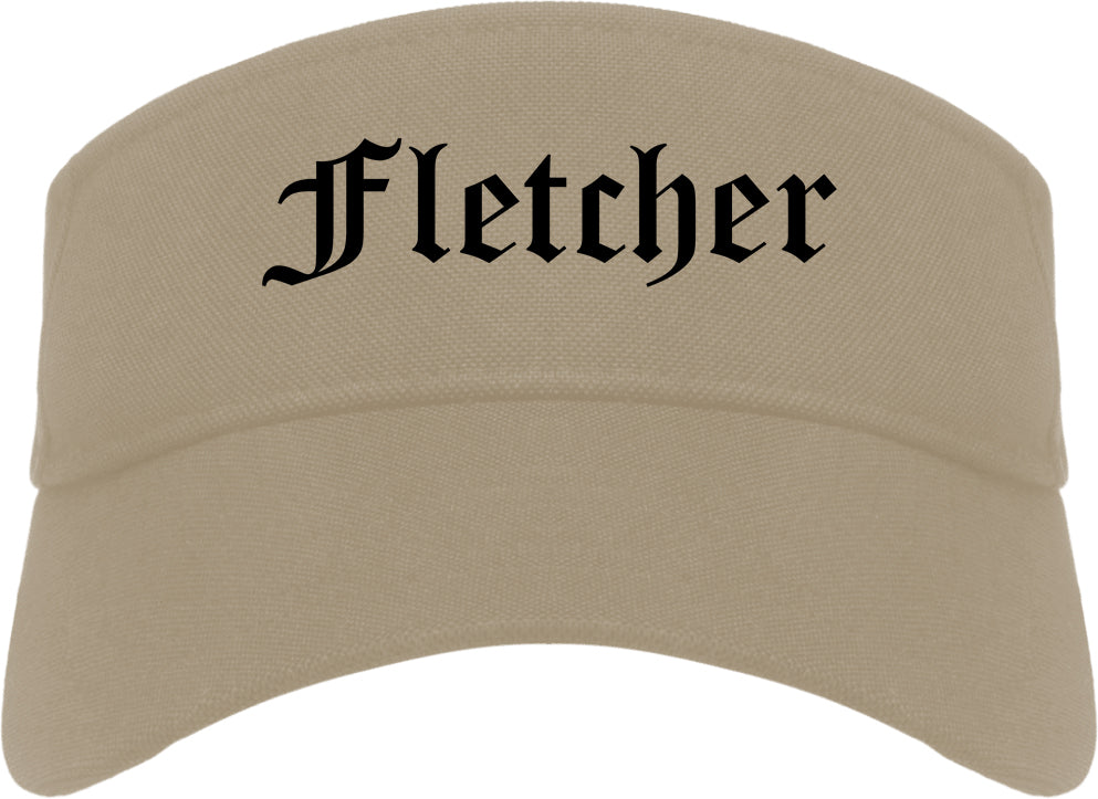 Fletcher North Carolina NC Old English Mens Visor Cap Hat Khaki
