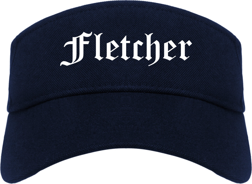Fletcher North Carolina NC Old English Mens Visor Cap Hat Navy Blue