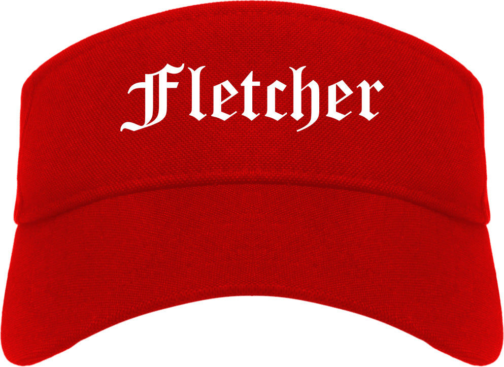 Fletcher North Carolina NC Old English Mens Visor Cap Hat Red