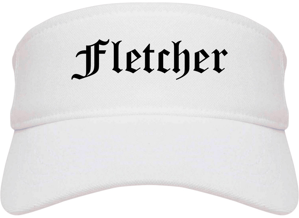 Fletcher North Carolina NC Old English Mens Visor Cap Hat White